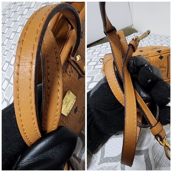 MCM ANYA TOP ZIP MINI SHOPPER BAG COGNAC - Picture 11 of 15